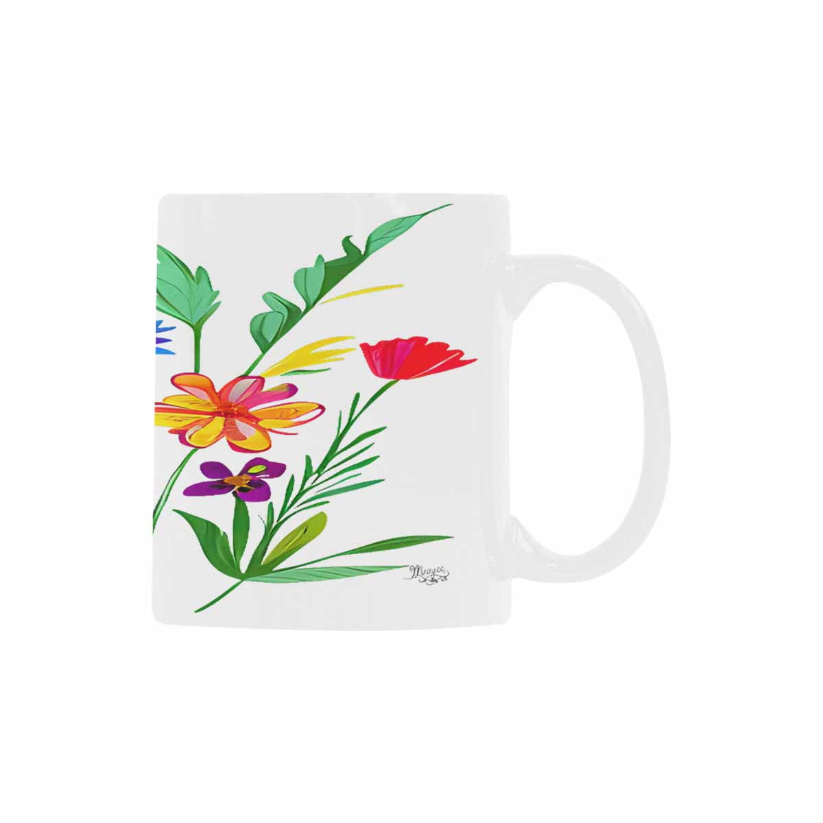 USA made Quality Mug, coffee mug, tea cup, Bright florals, Set 2, design 71