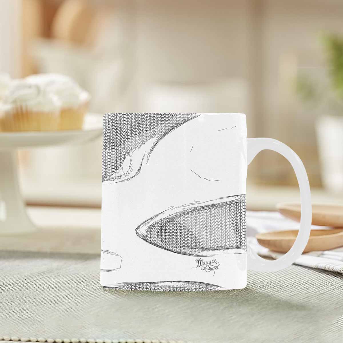 Quality Mug, coffee mug, tea cup, B & W Abstract, Set 1, design 85