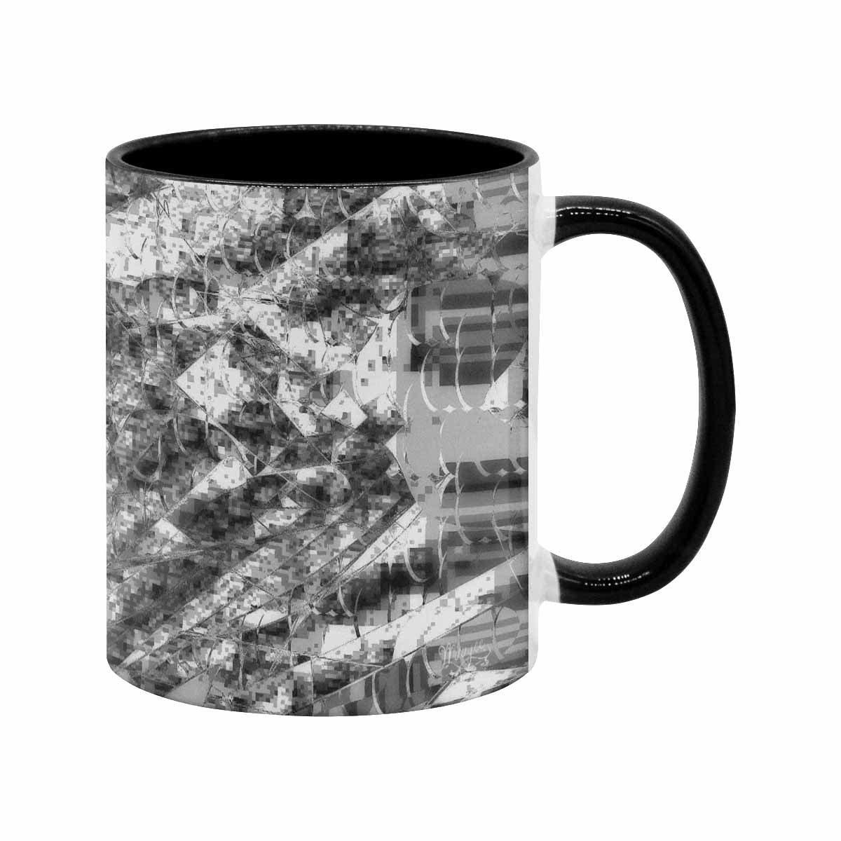 Coffee Mug, tea cup, black core, abstract, design 6