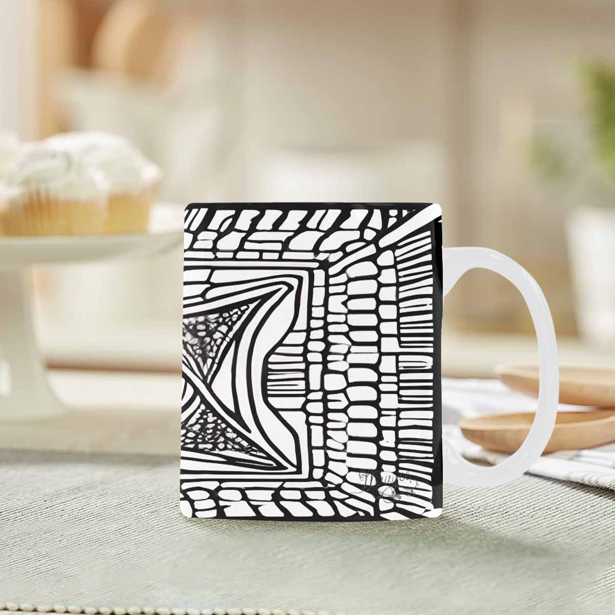 Quality Mug, coffee mug, tea cup, B & W Abstract, Set 1, design 45