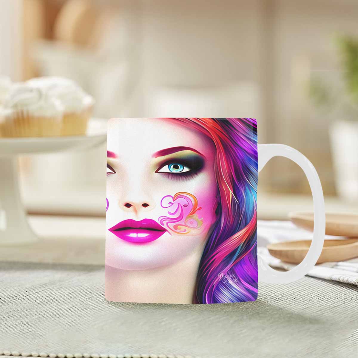 Coffee Mug, tea cup,caucasian Face, design 7