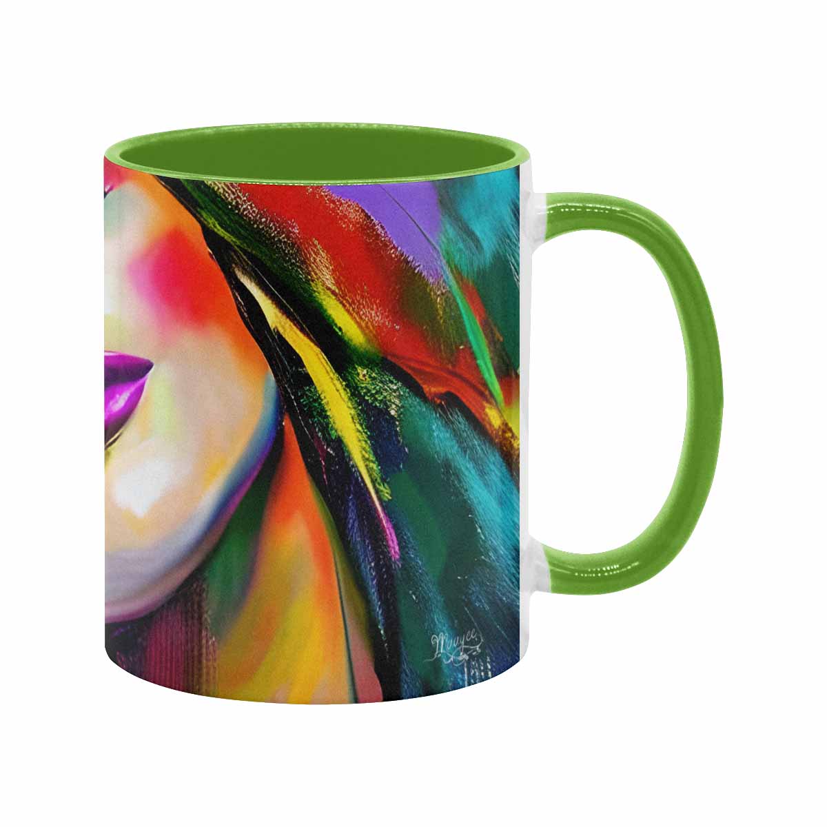 Coffee mug, tea cup, multicolor mug, caucasian type face, design 24