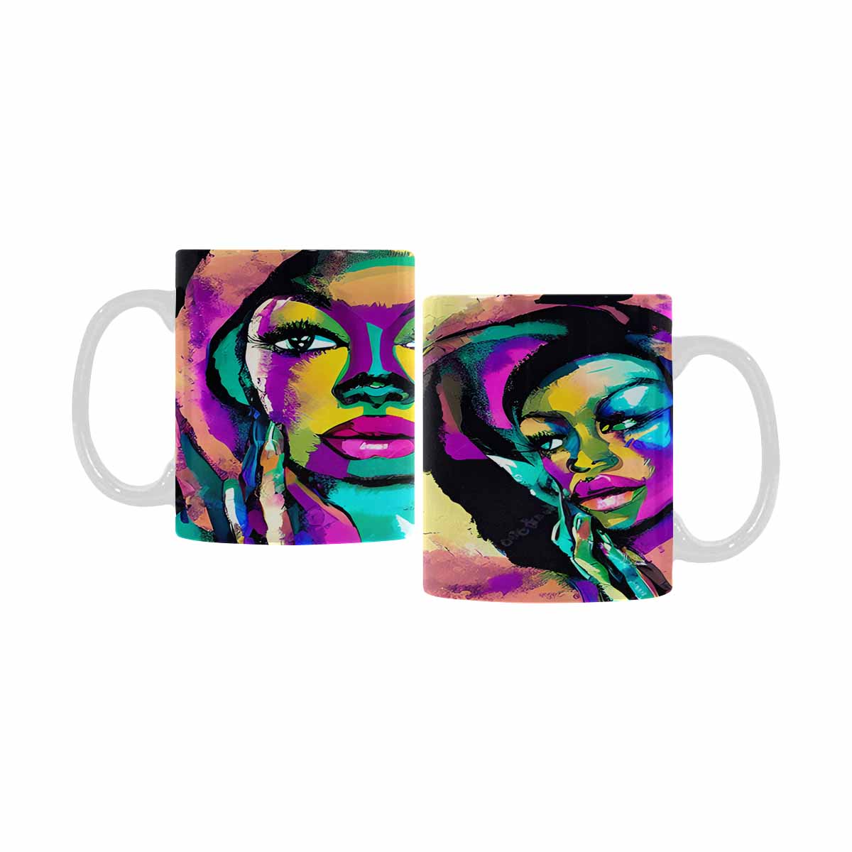 Quality Mug, coffee mug, tea cup, Black Faces, Set 1, design 26