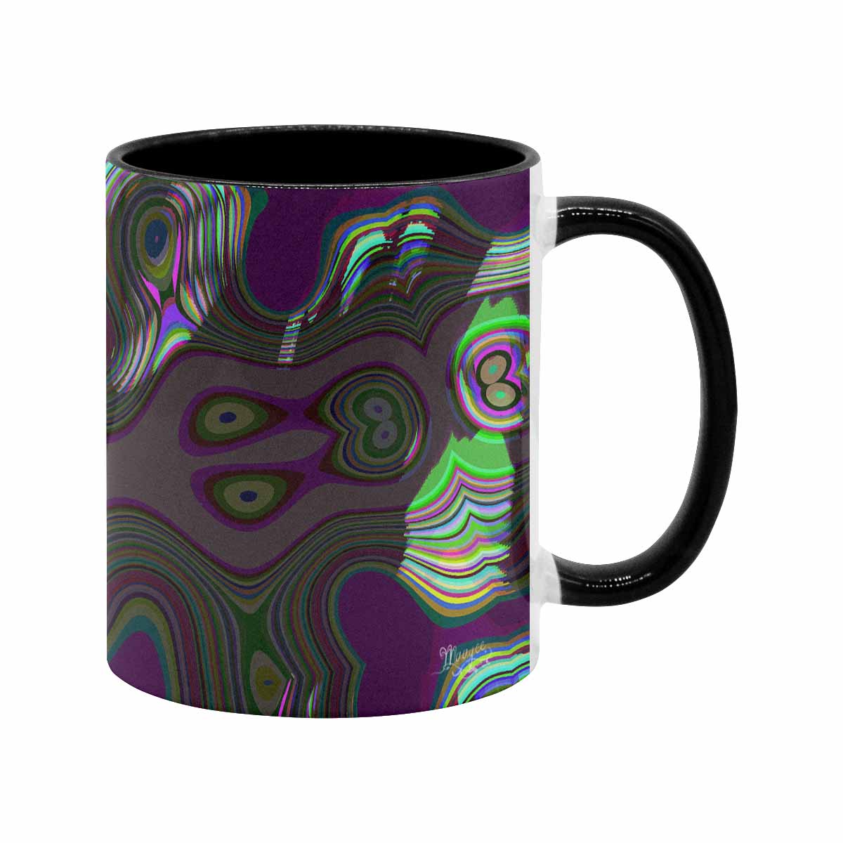 Coffee Mug, tea cup, black core, abstract, design 57