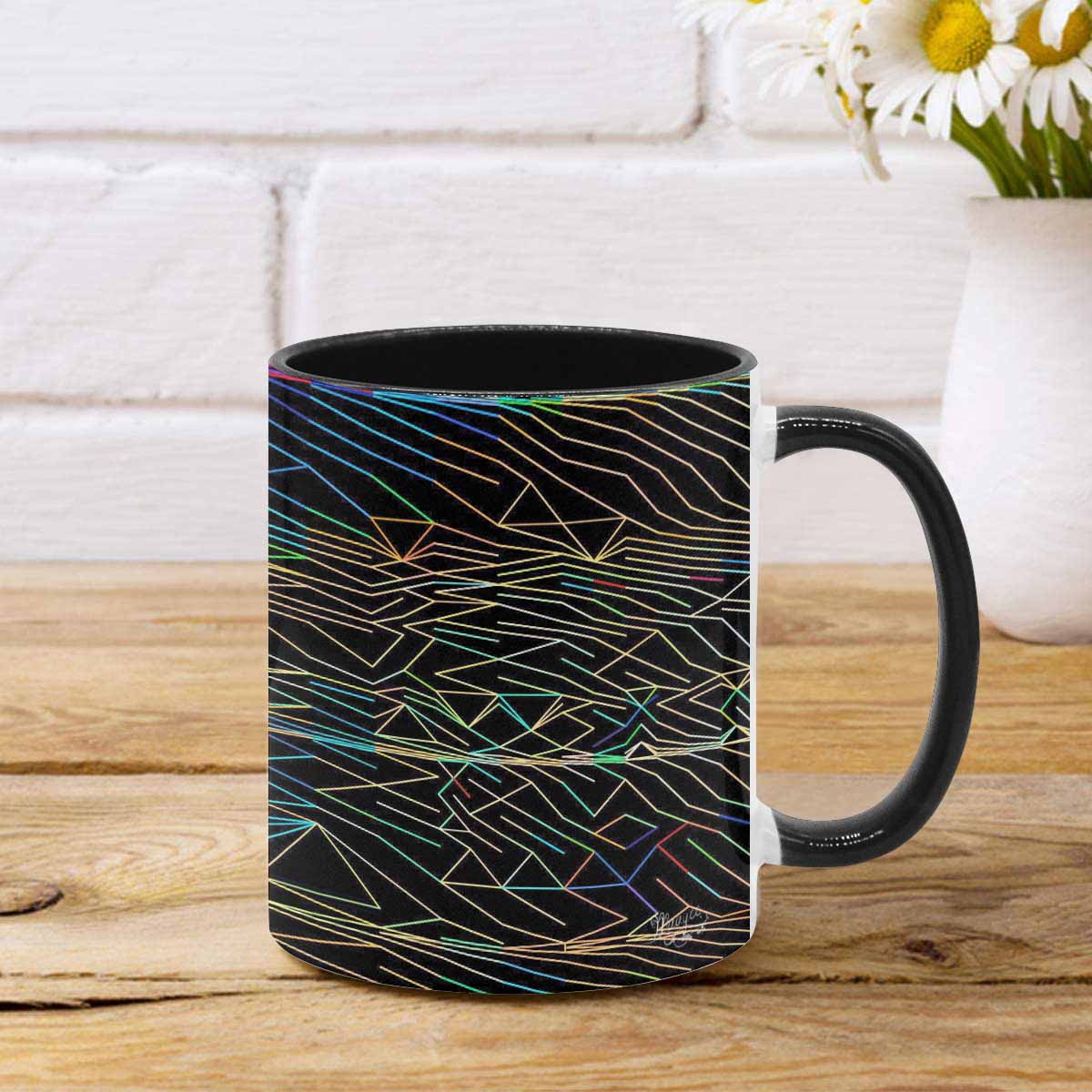 Coffee Mug, tea cup, black core, abstract, design 89