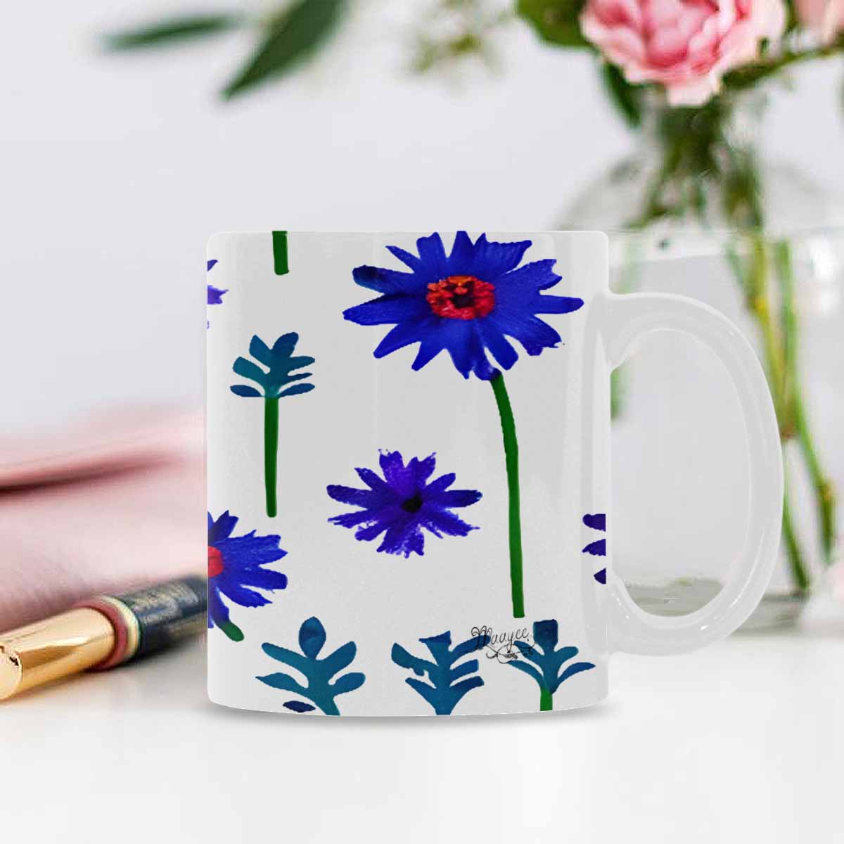 USA made Quality Mug, coffee mug, tea cup, Bright florals, Set 1A, Design 138