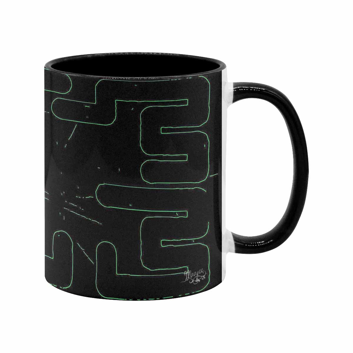 Coffee Mug, tea cup, black core, abstract, design 129