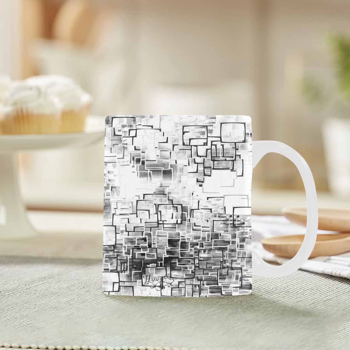 Quality Mug, coffee mug, tea cup, B & W Abstract, Set 1, design 93