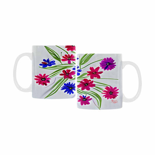 USA made Quality Mug, coffee mug, tea cup, Bright florals, Set 1, Design 112