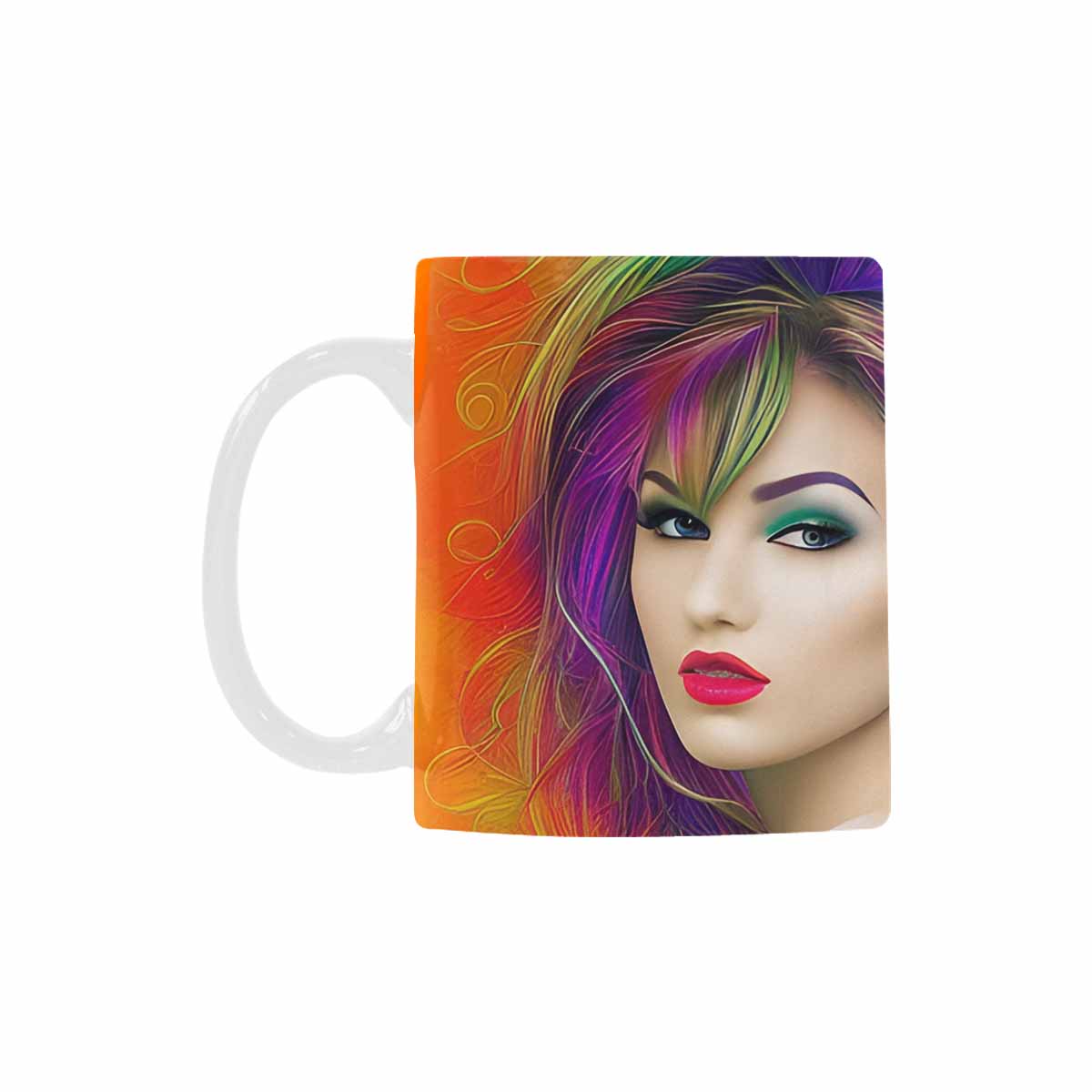 USA, Color Coffee Mug, tea cup, caucasian Face, design 34