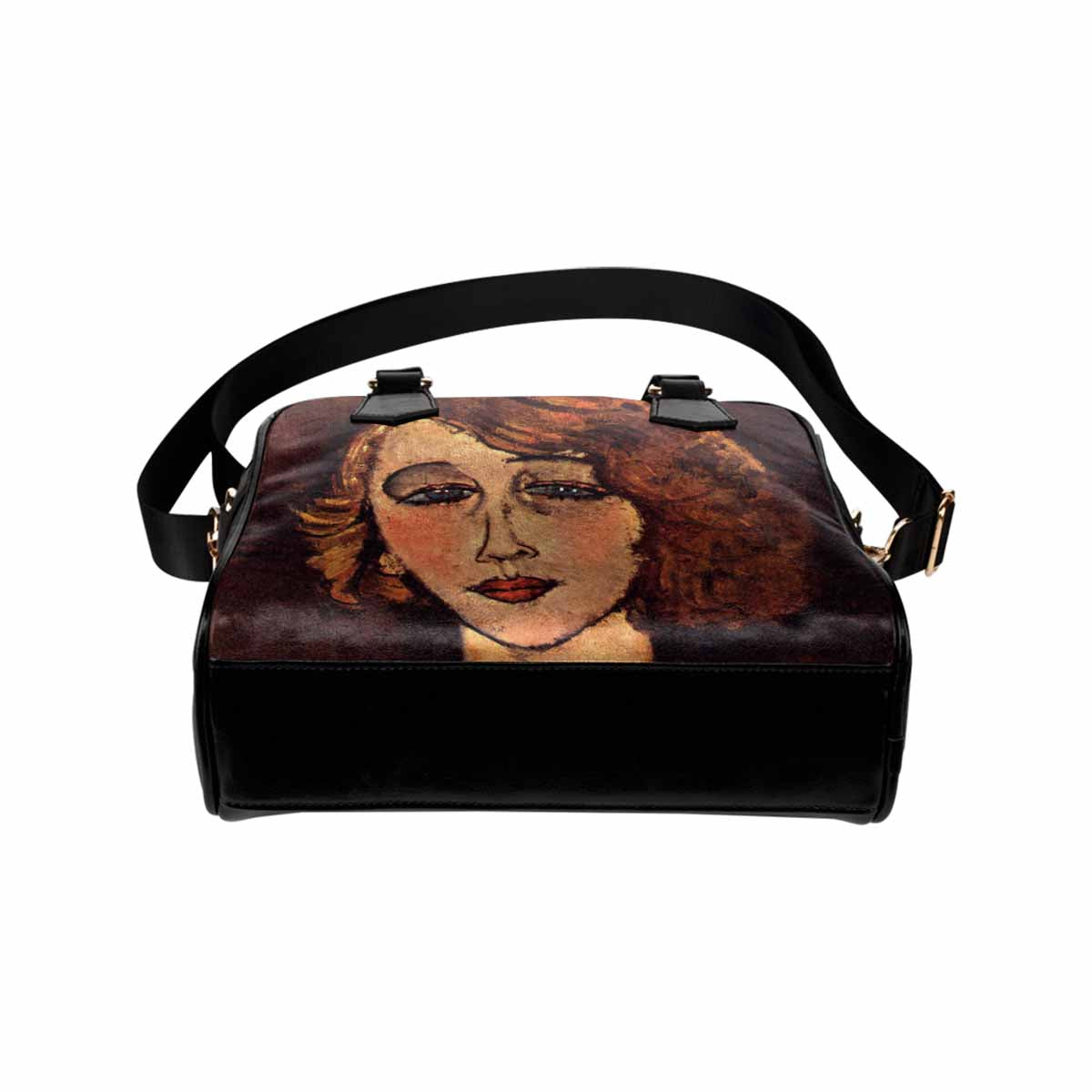 Shoulder PU Leather handbag, Modigliani design, choice of 2 colors, Lady with a green cross