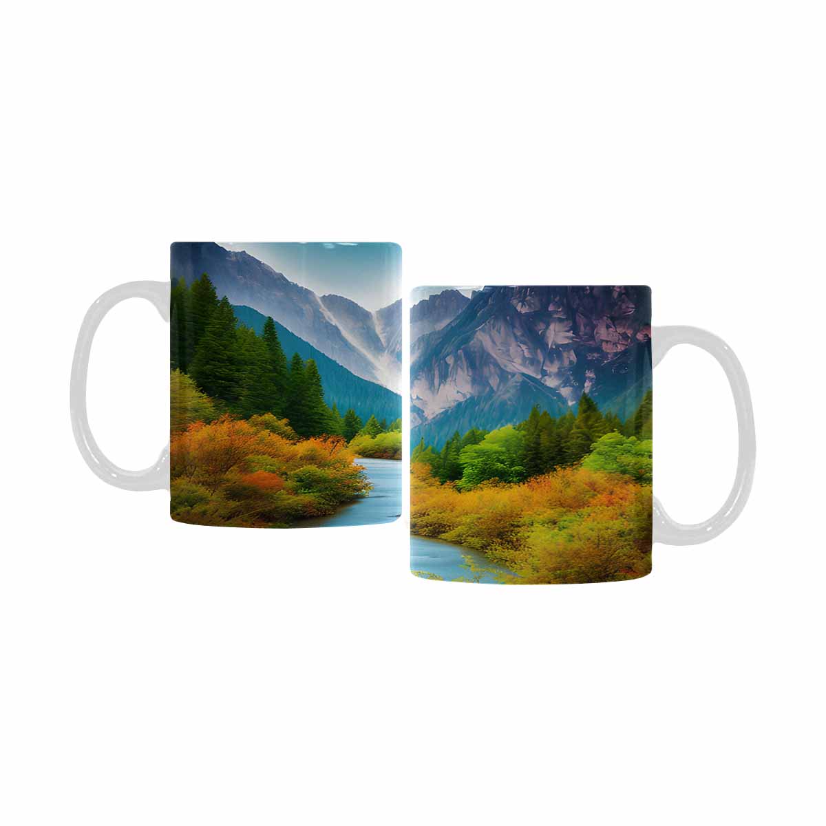 Rivers & Mountains Landscape mugs, set 1 design 22