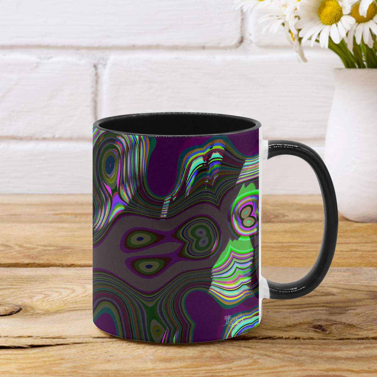 Coffee Mug, tea cup, black core, abstract, design 57