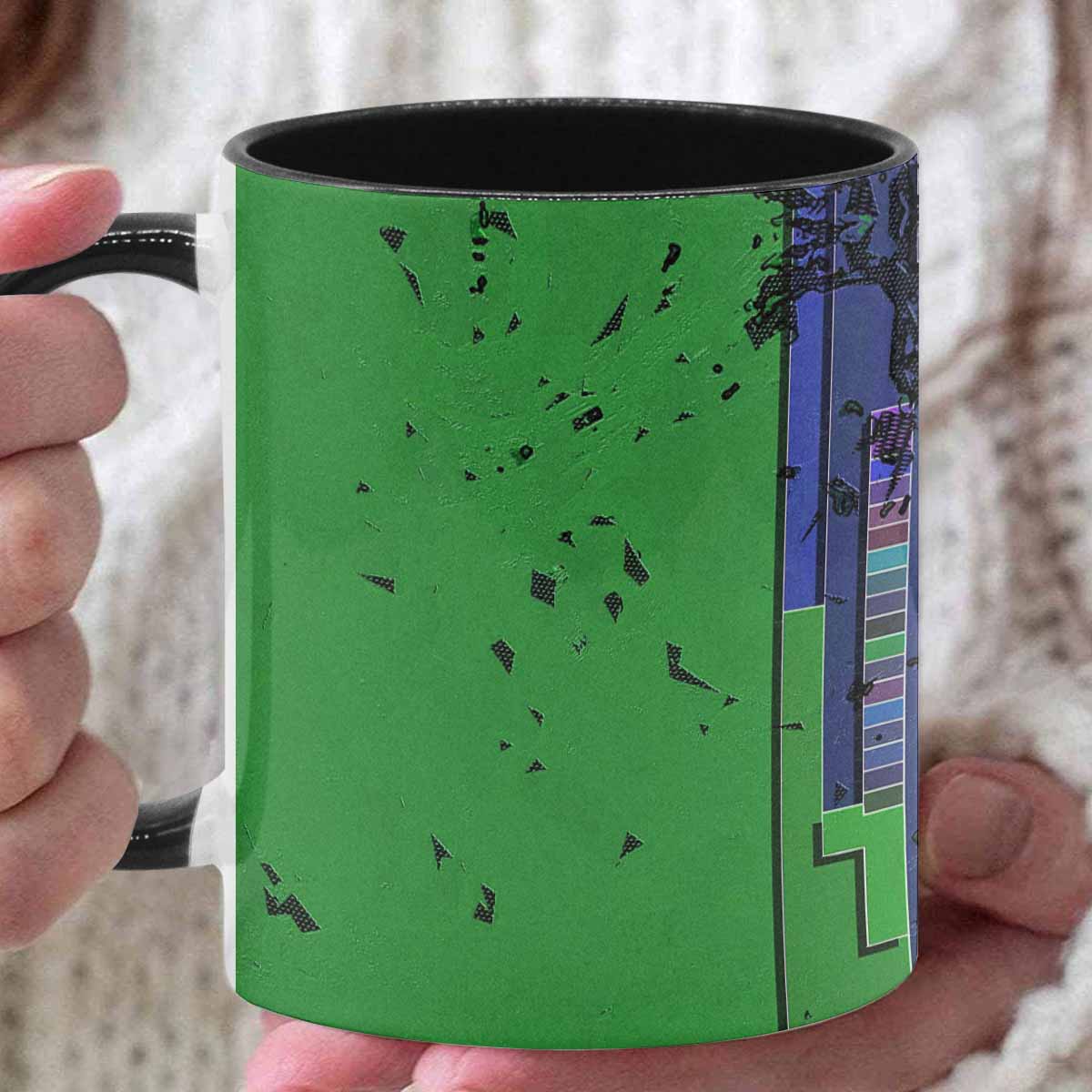 Coffee Mug, tea cup, black core, abstract, design 41
