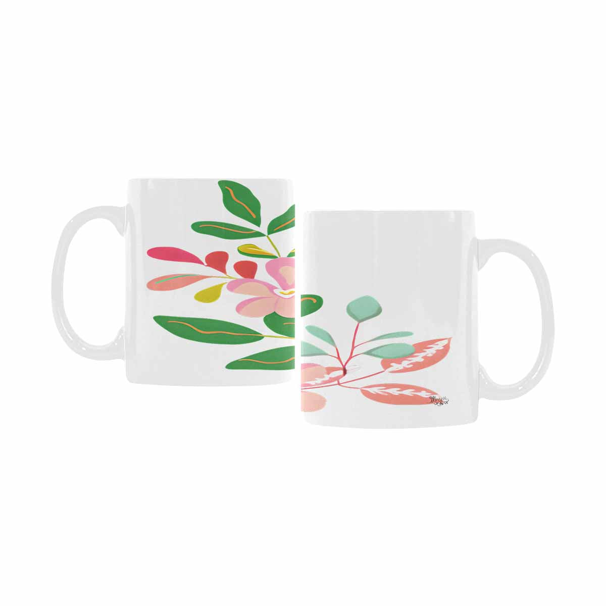 USA made Quality Mug, coffee mug, tea cup, Bright florals, Set 2, design 65