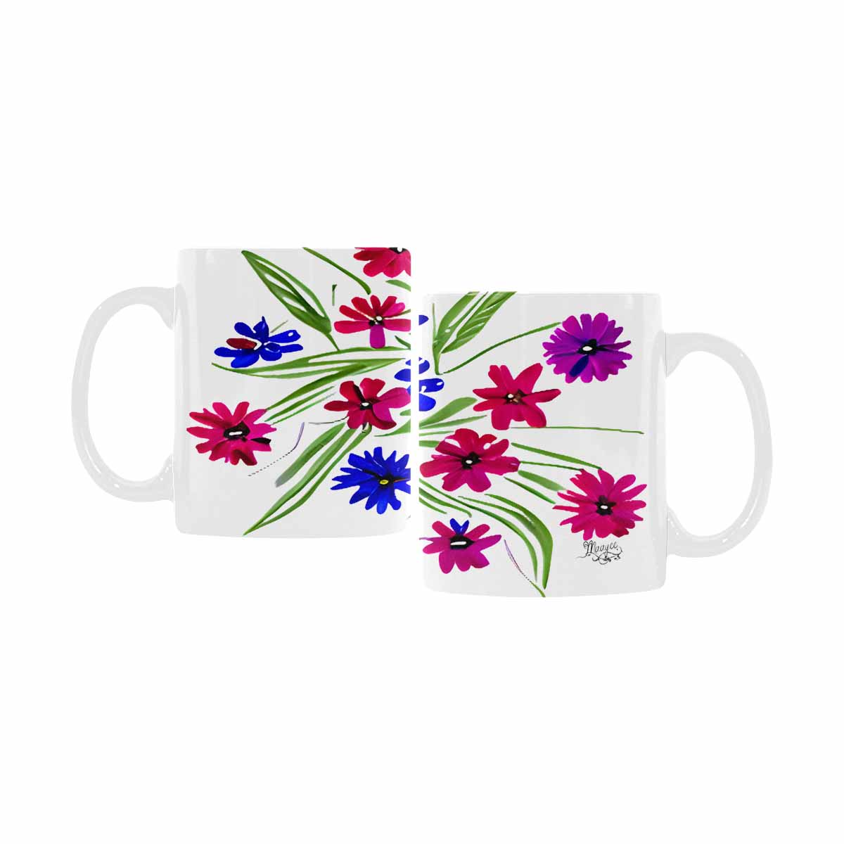 USA made Quality Mug, coffee mug, tea cup, Bright florals, Set 1A, Design 112