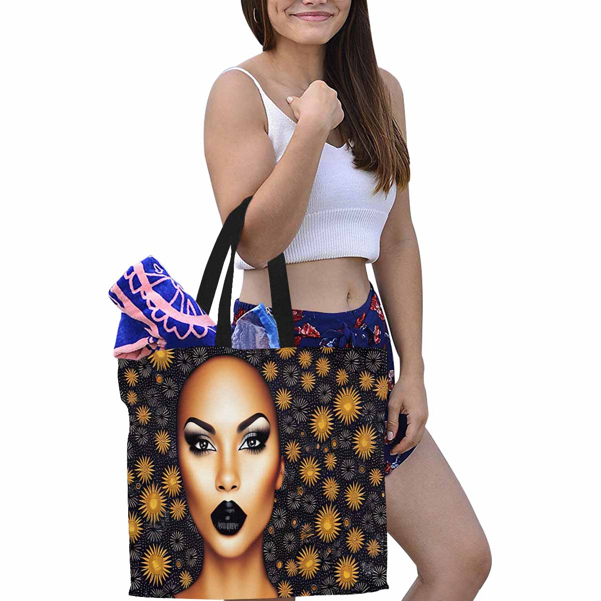 Canvas tote bag, Large, Black Faces, Set 1, design 39