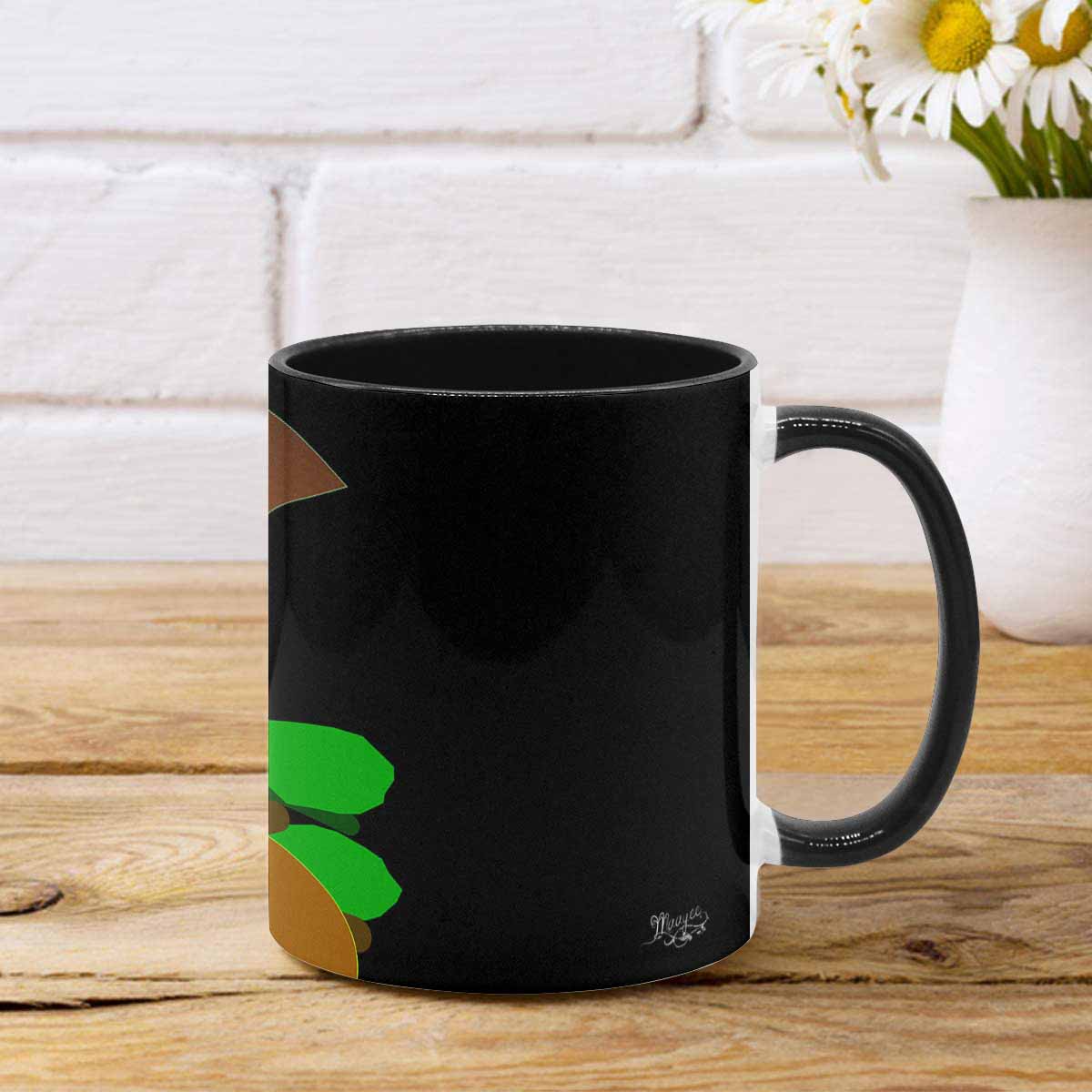 Coffee Mug, tea cup, black core, abstract, design 60