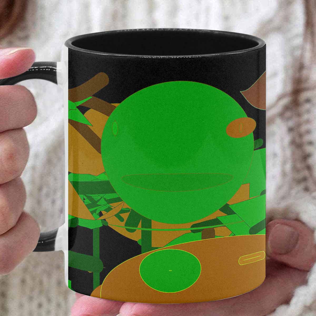 Coffee Mug, tea cup, black core, abstract, design 60