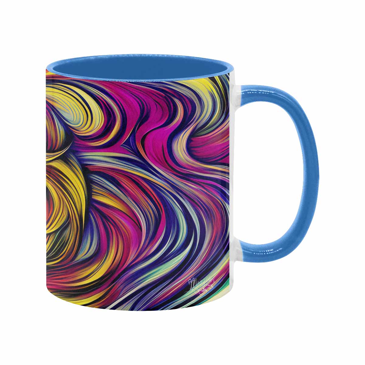 Coffee mug, tea cup, multicolor mug, caucasian type face, design 27