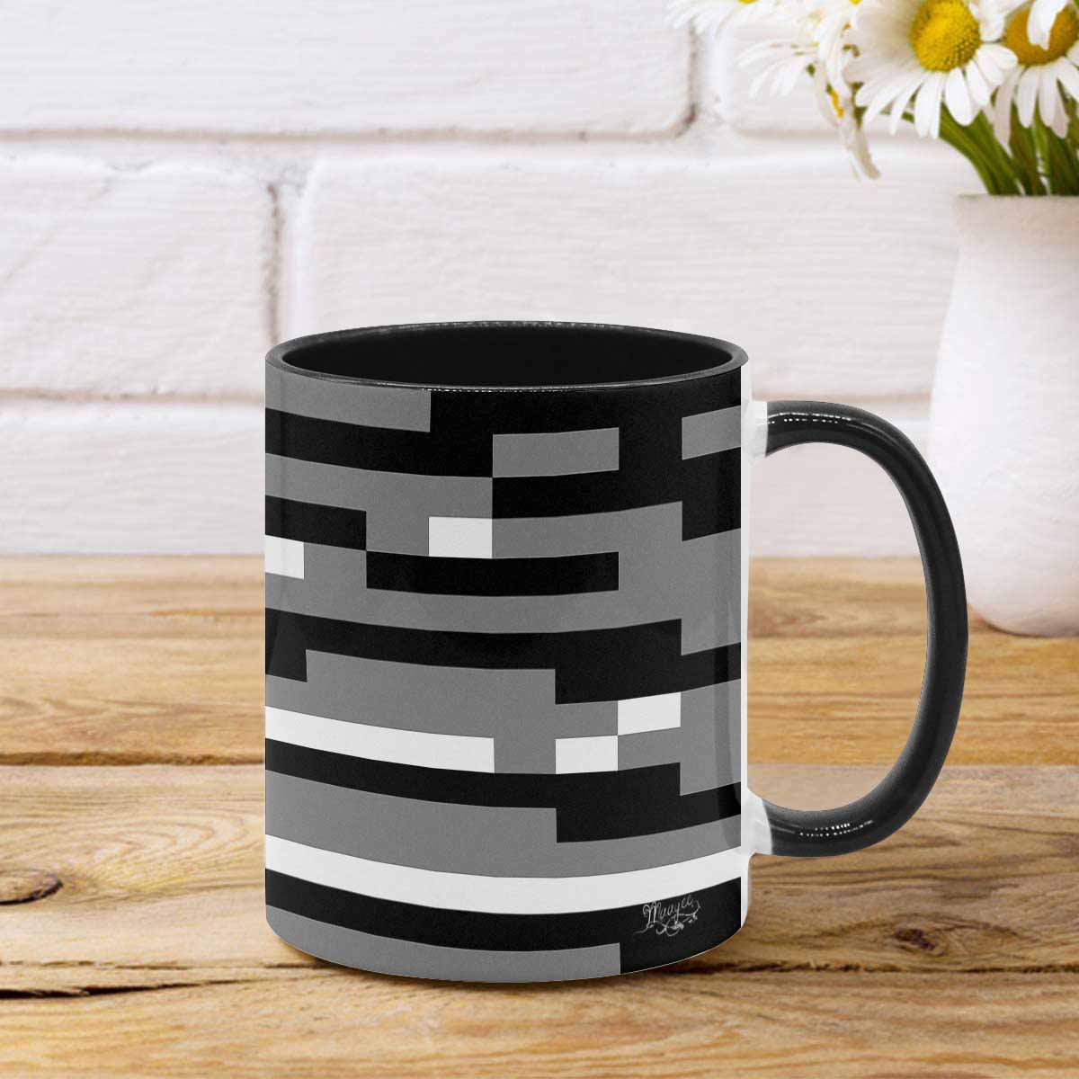 Coffee Mug, tea cup, black core, abstract, design 22