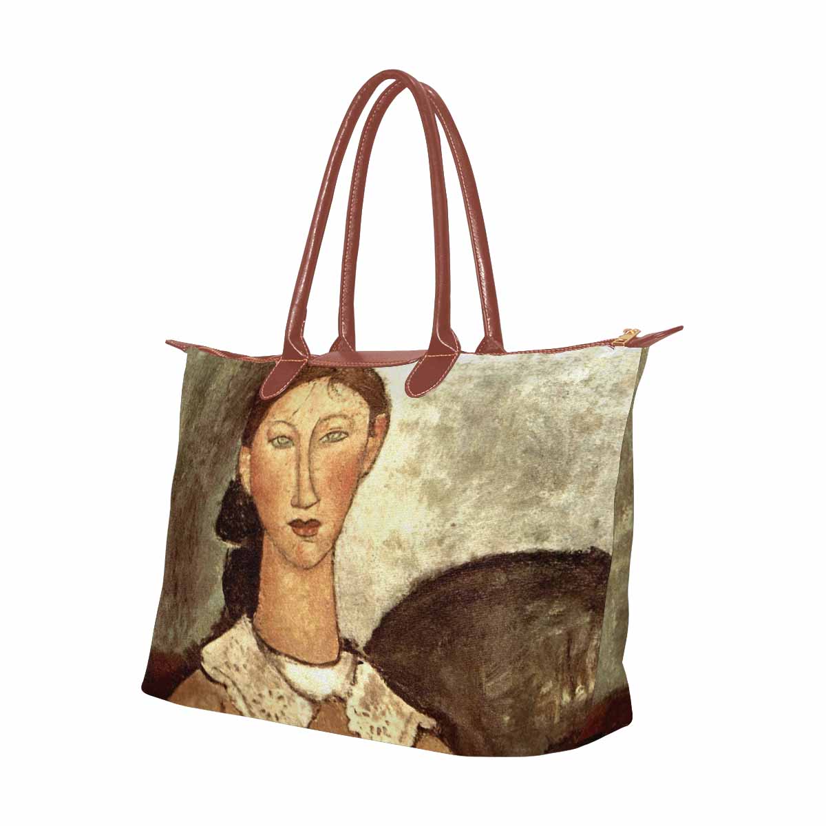 Classic handbag, Modigliani design, choice of 2 colors, Girl in a yellow dress