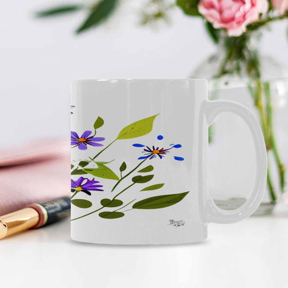 Quality Mug, coffee mug, tea cup, Bright florals, Set 2, design 70
