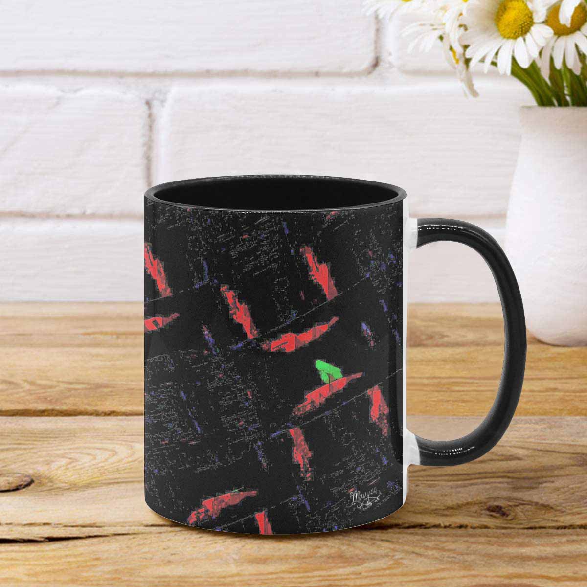 Coffee Mug, tea cup, black core, abstract, design 141