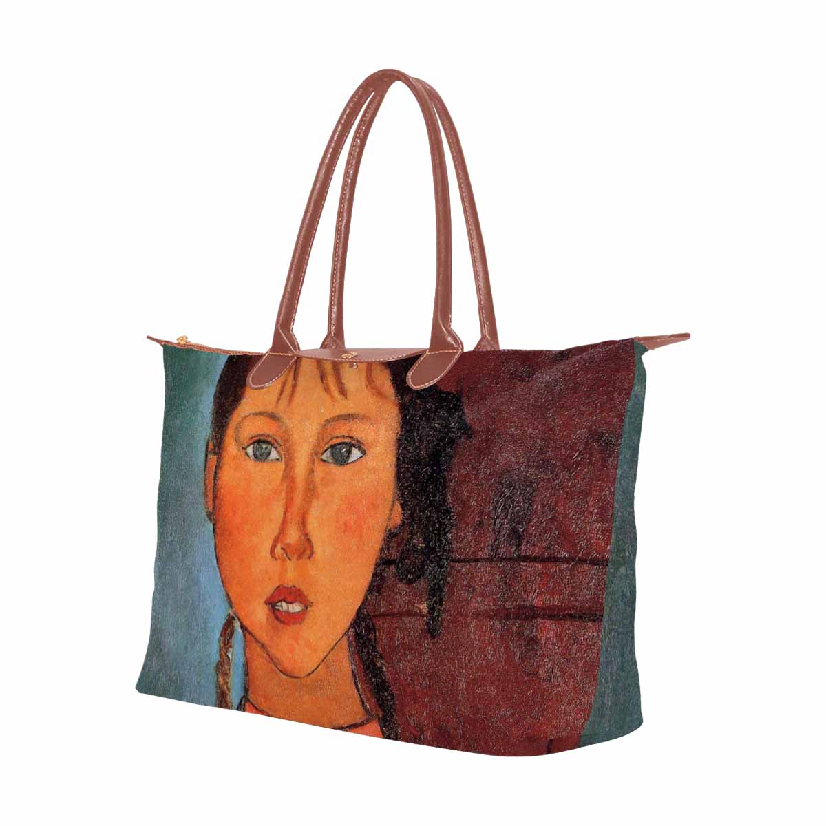 Classic handbag, Modigliani design, choice of 2 colors, Girl with plaits