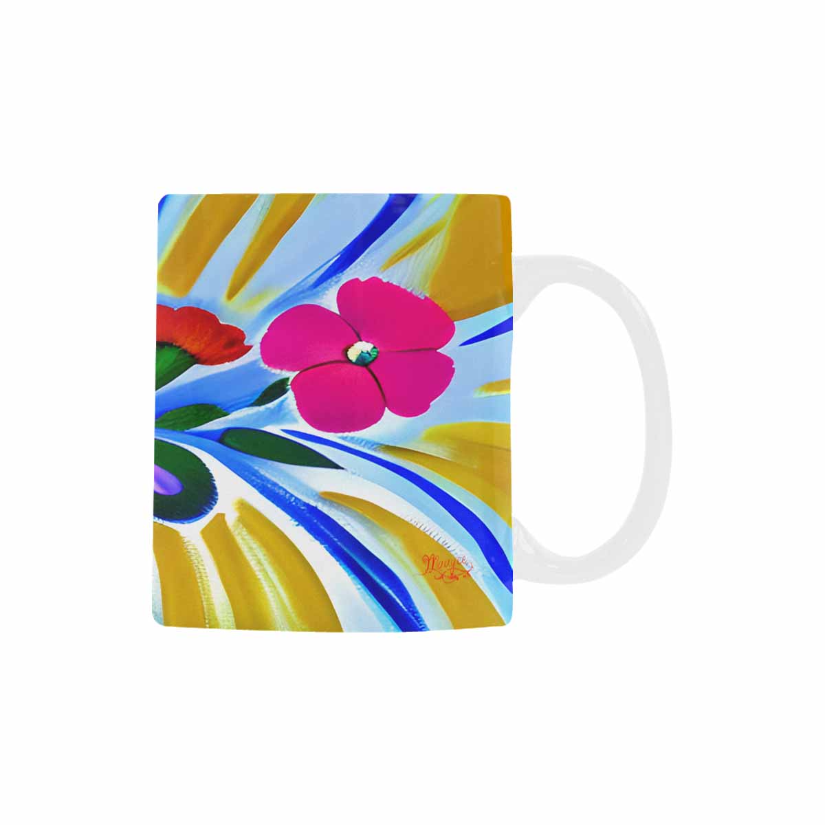 USA made Quality Mug, coffee mug, tea cup, Bright florals, Set 1, Design 73