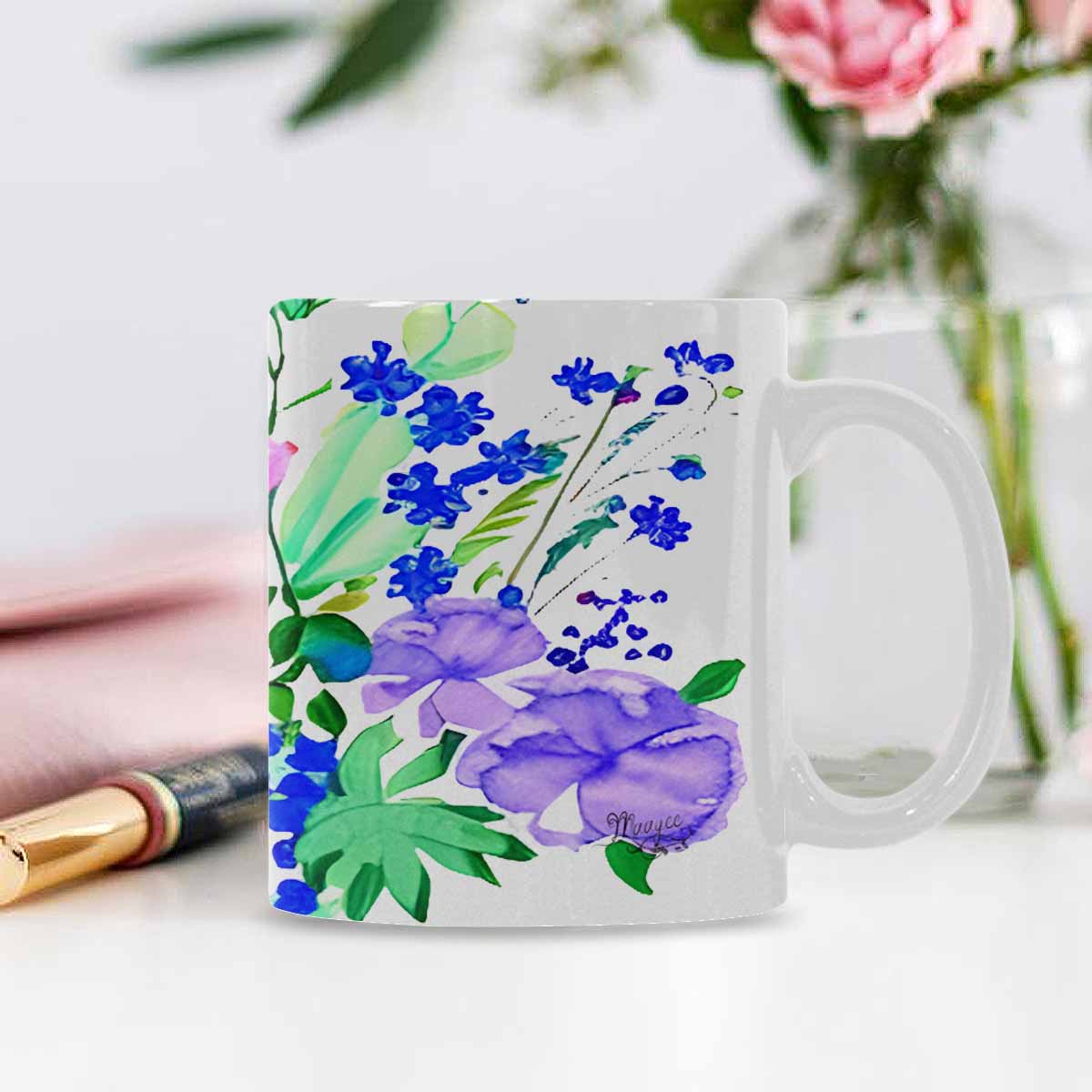 Quality Mug, coffee mug, tea cup, Bright florals, Set 1A, Design 34