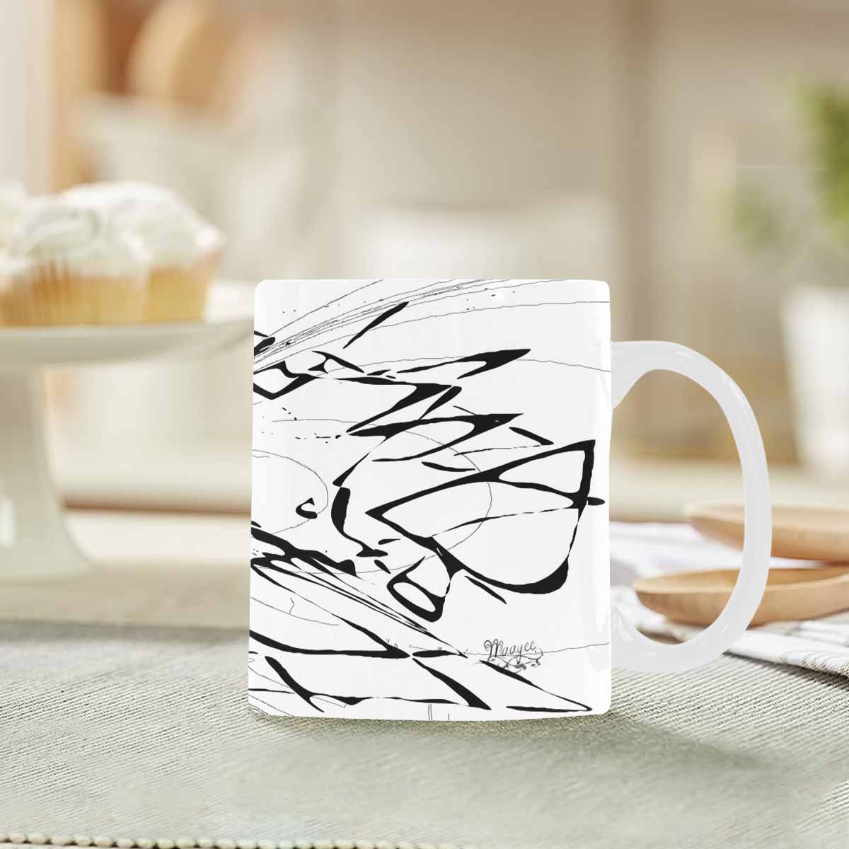 Quality Mug, coffee mug, tea cup, B & W Abstract, Set 1, design 108