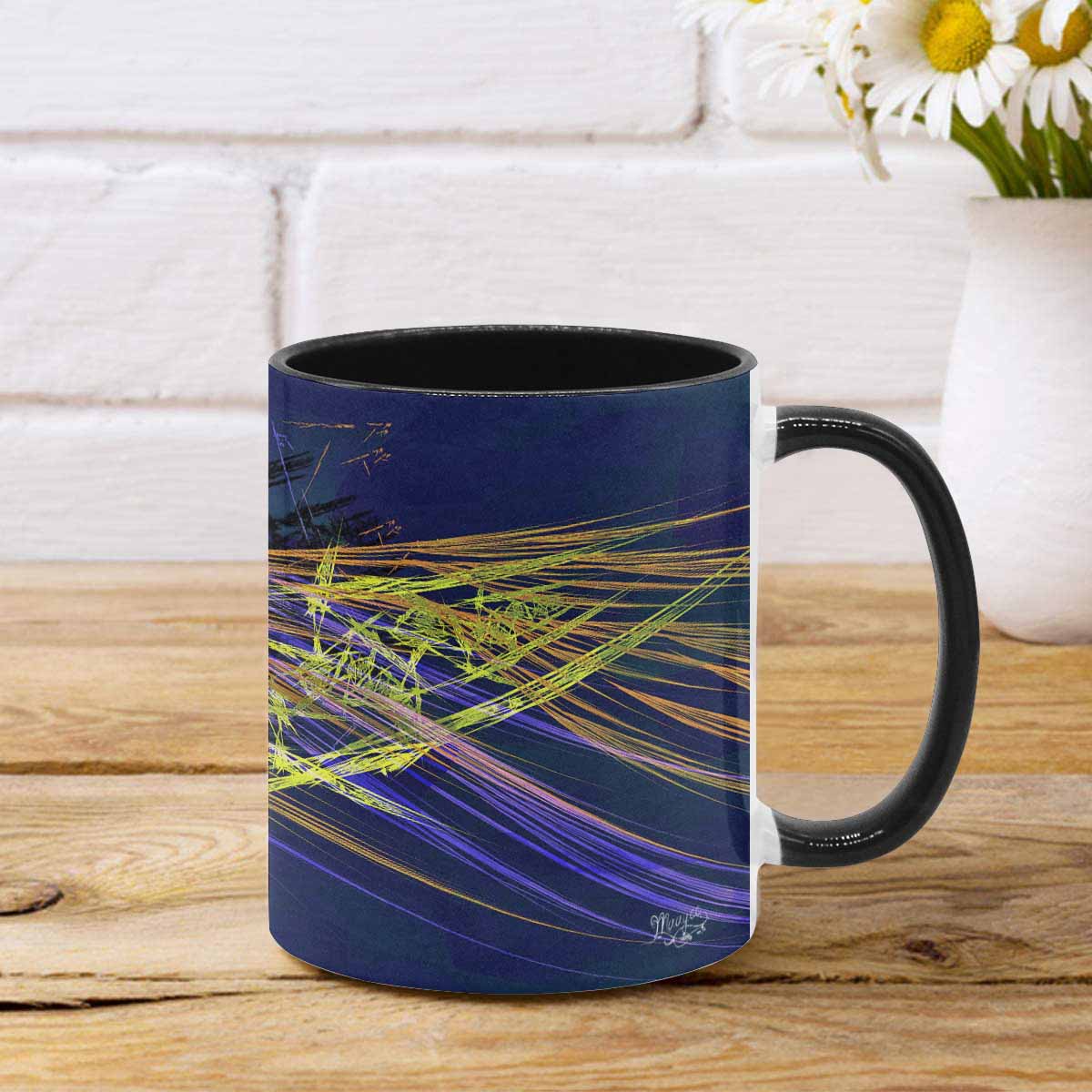 Coffee Mug, tea cup, black core, abstract, design 105