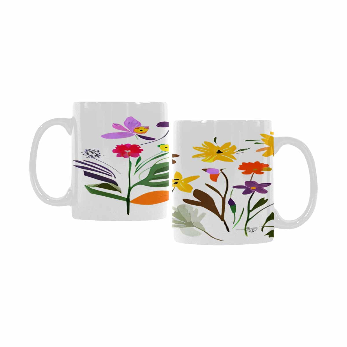 Quality Mug, coffee mug, tea cup, Bright florals, Set 2, design 90