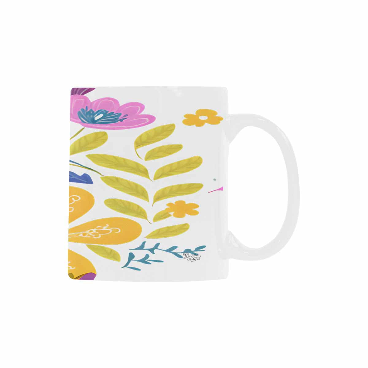 USA made Quality Mug, coffee mug, tea cup, Bright florals, Set 2, design 56