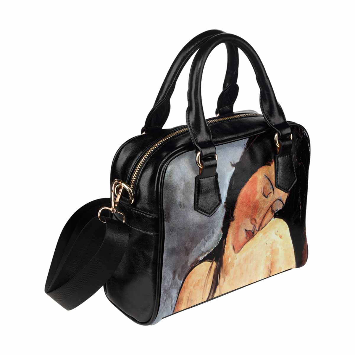 Shoulder PU Leather handbag, Modigliani design, choice of 2 colors, Nude female