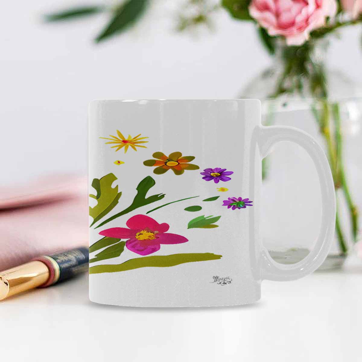 Quality Mug, coffee mug, tea cup, Bright florals, Set 2, design 74