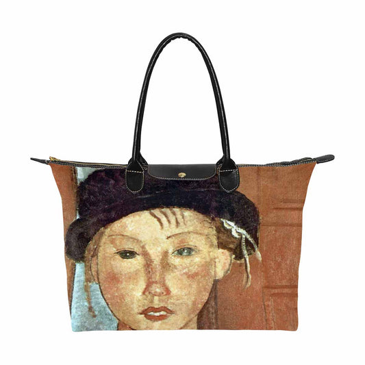 Classic handbag, Modigliani design, choice of 2 colors, Girl with Hat