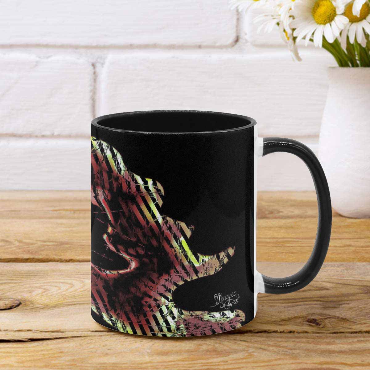 Coffee Mug, tea cup, black core, abstract, design 116