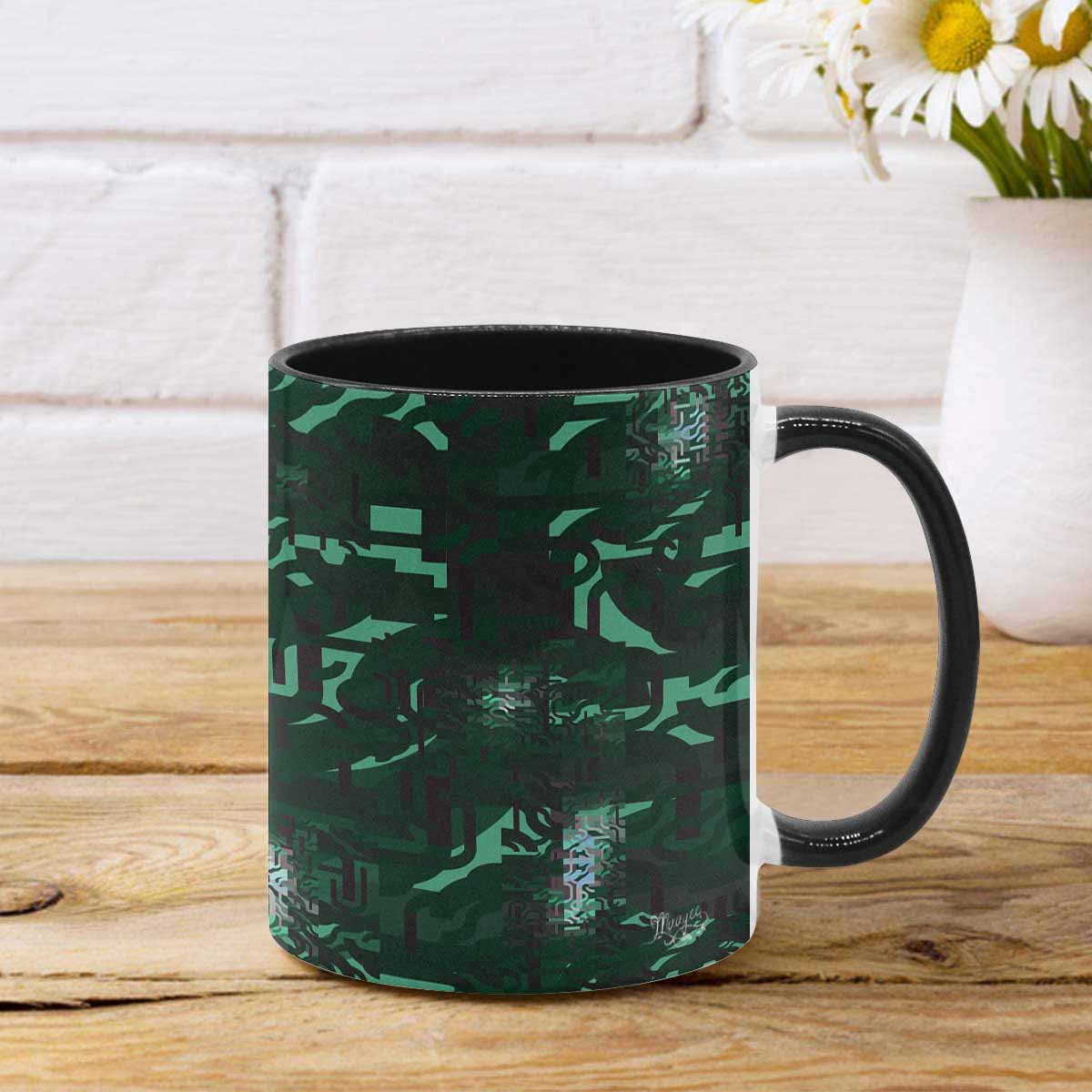 Coffee Mug, tea cup, black core, abstract, design 104