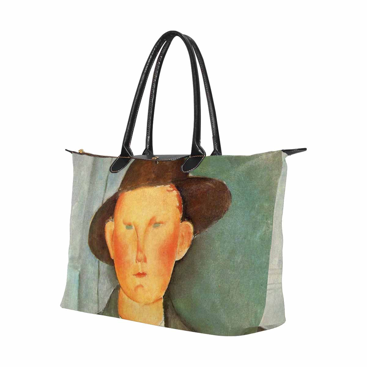 Classic handbag, Modigliani design, choice of 2 colors, Peasant boy version 1 & 2