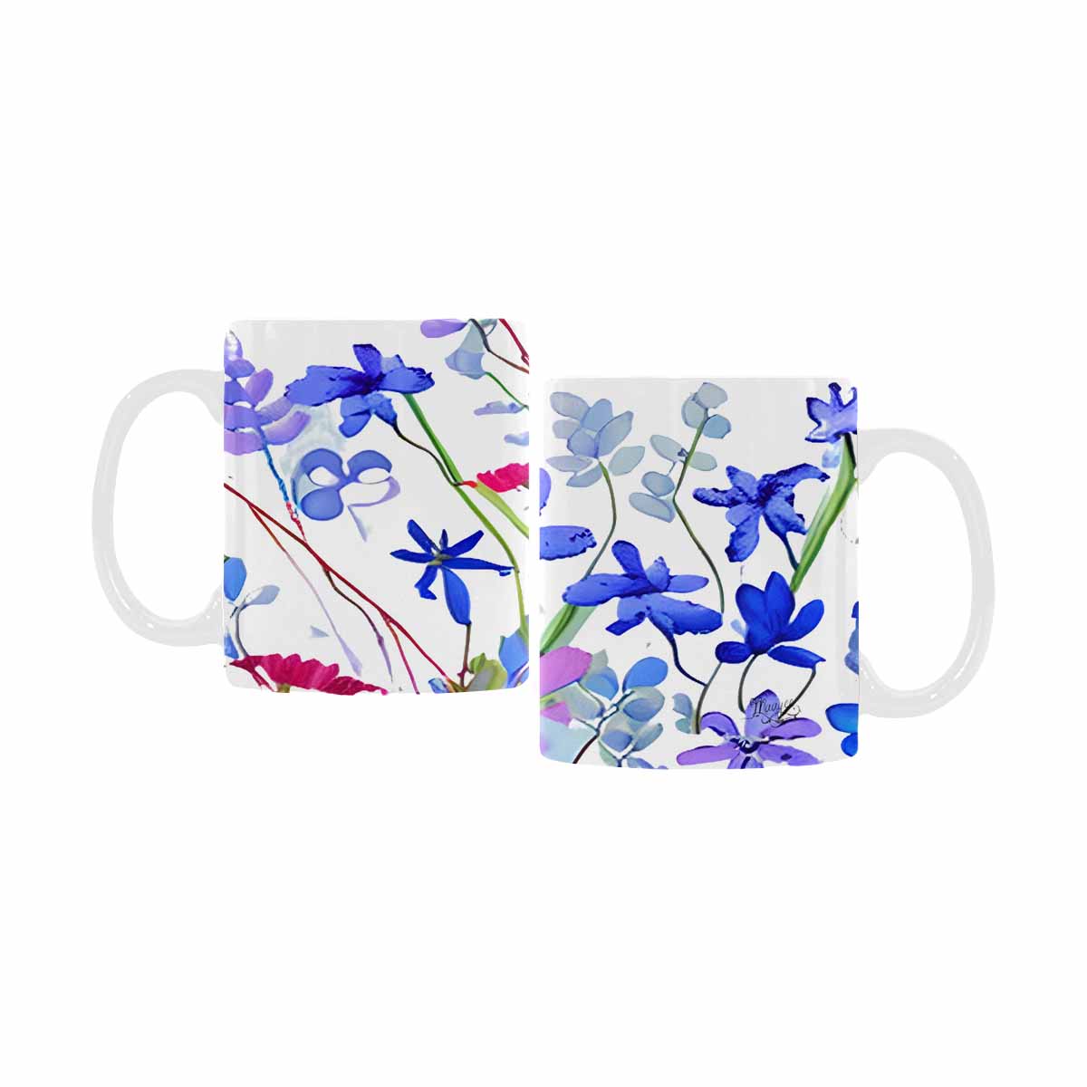 USA made Quality Mug, coffee mug, tea cup, Bright florals, Set 1A, Design 17