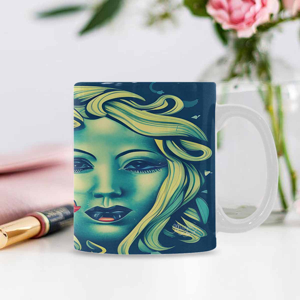 Coffee Mug, tea cup,caucasian Face, design 42