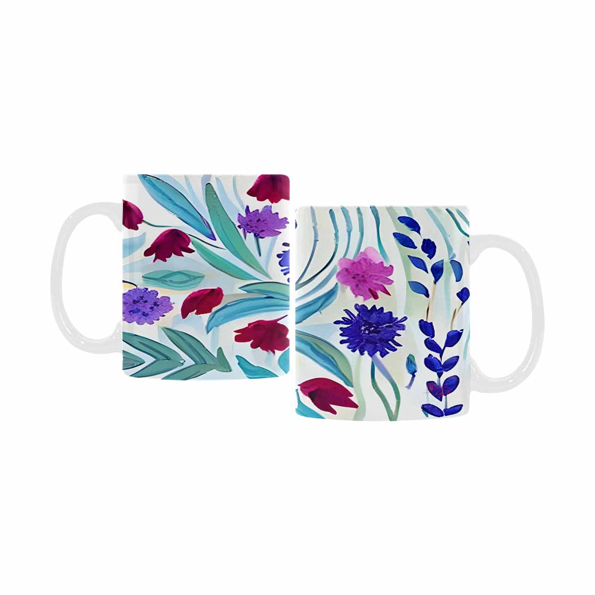 USA made Quality Mug, coffee mug, tea cup, Bright florals, Set 1, Design 29