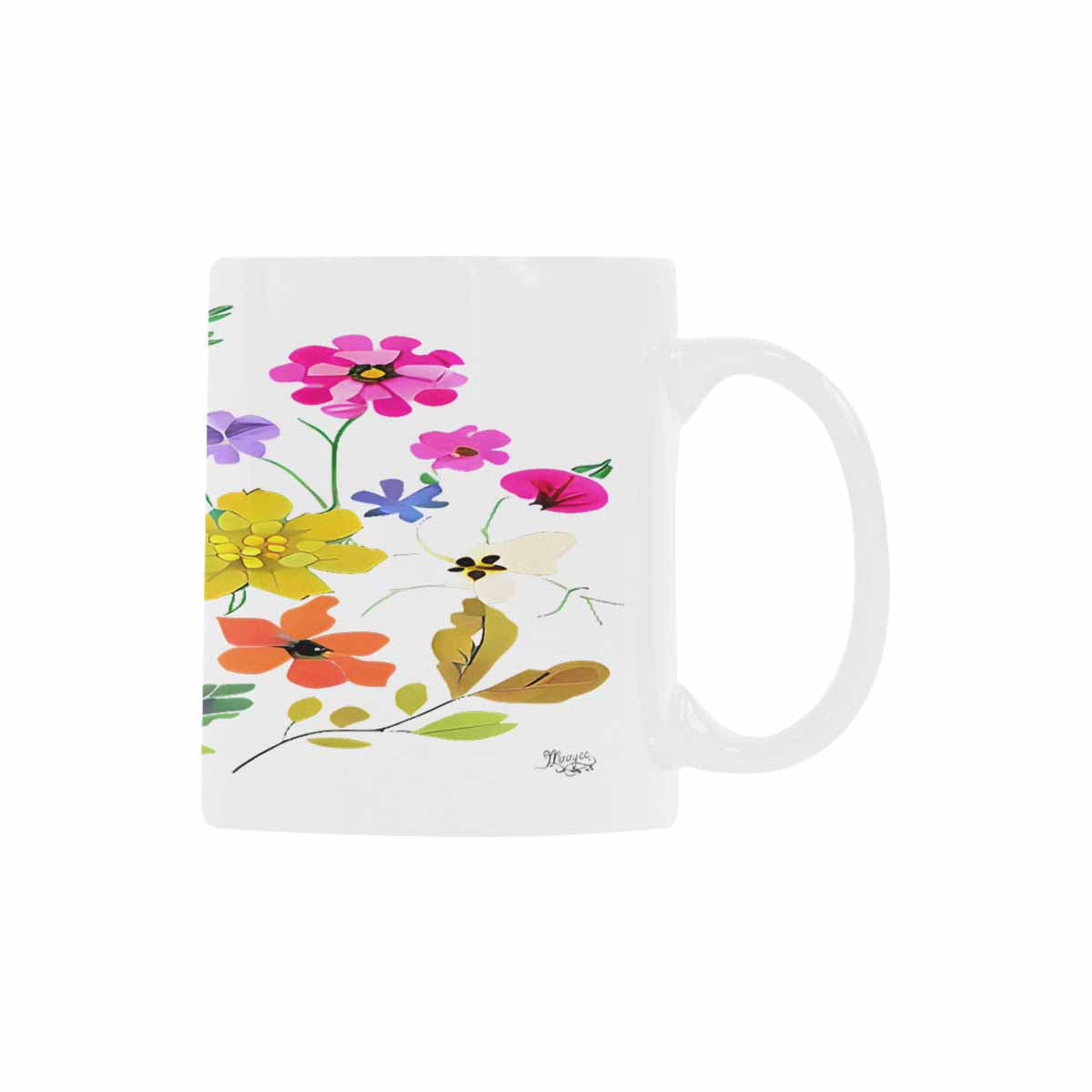 USA made Quality Mug, coffee mug, tea cup, Bright florals, Set 2, design 85