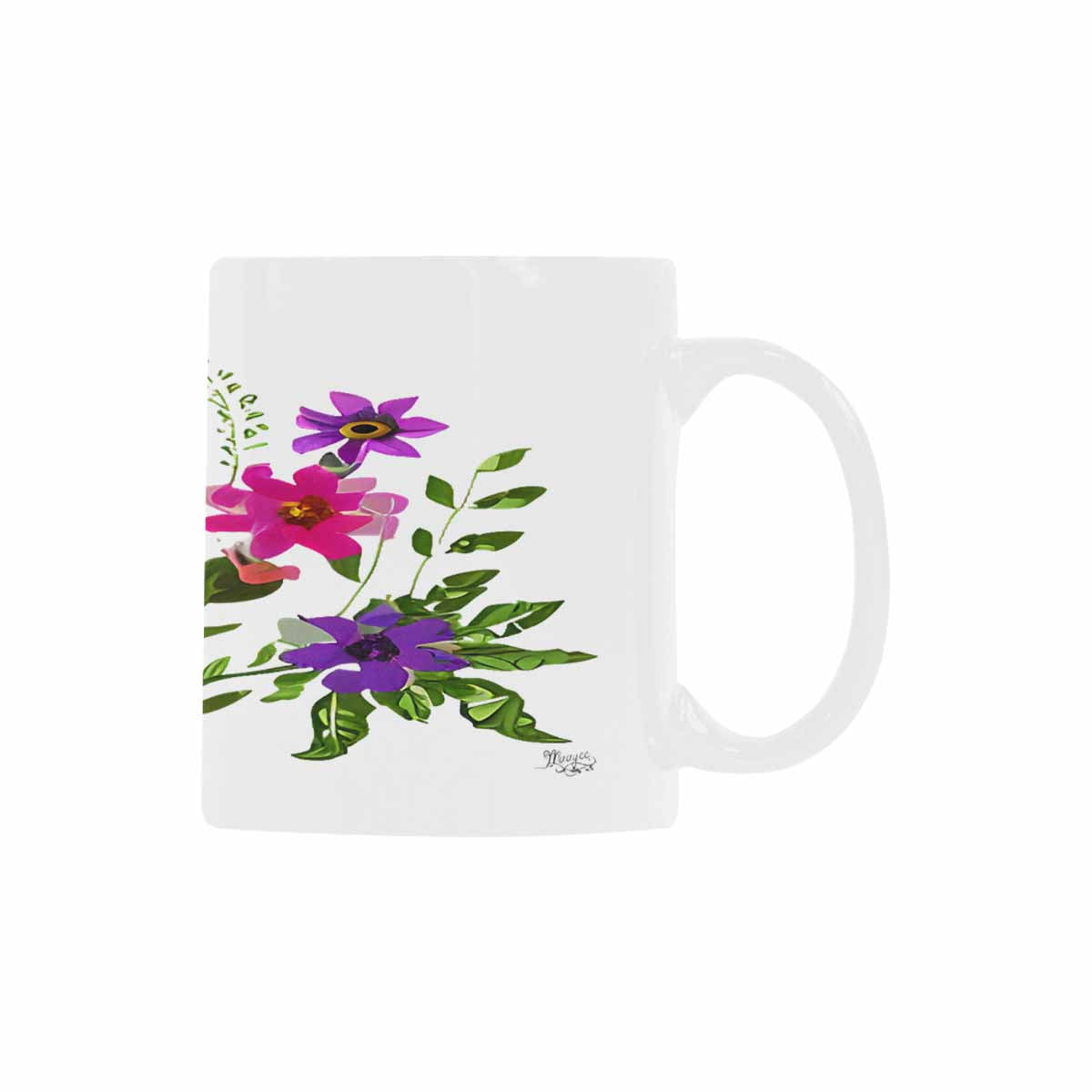 USA made Quality Mug, coffee mug, tea cup, Bright florals, Set 2, design 93