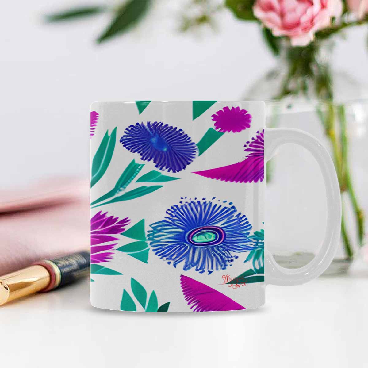Quality Mug, coffee mug, tea cup, Bright florals, Set 1, Design 136