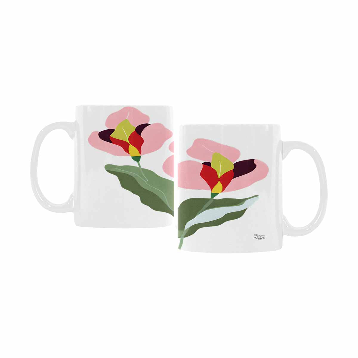 USA made Quality Mug, coffee mug, tea cup, Bright florals, Set 2, design 80