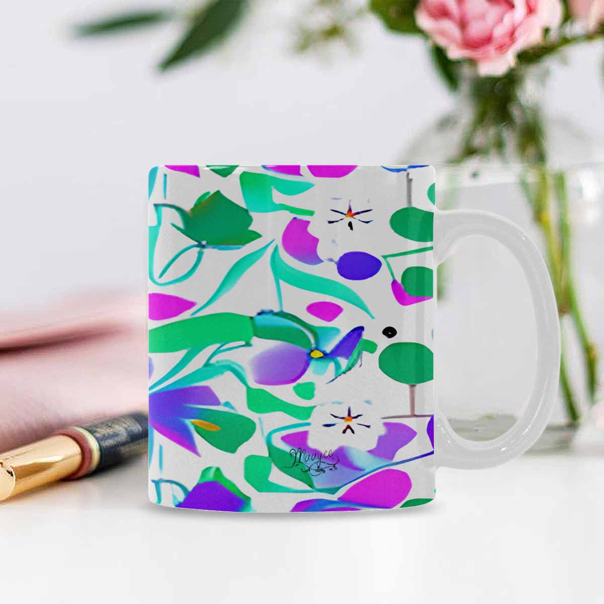 Quality Mug, coffee mug, tea cup, Bright florals, Set 1, Design 135