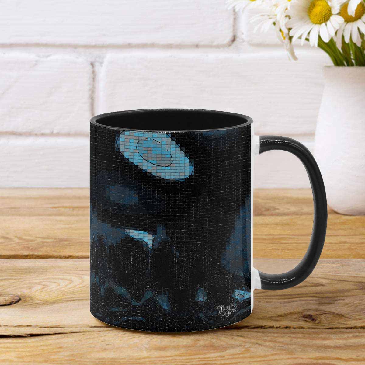 Coffee Mug, tea cup, black core, abstract, design 80